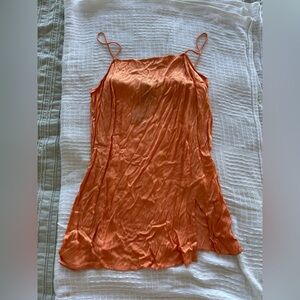 Orange Satin Zebra Slip Dress